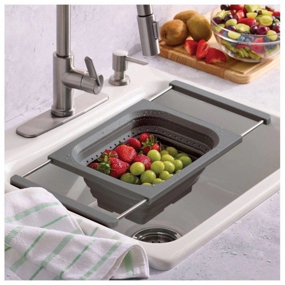 KitchenAid Gray Collapsible Over the Sink Silicone Colander OS